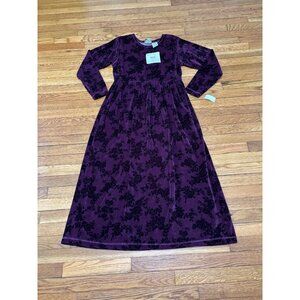 Erika & Co. Womens Long Sleeve Dress Sz Medium Purple Floral Cottage Modest NWT